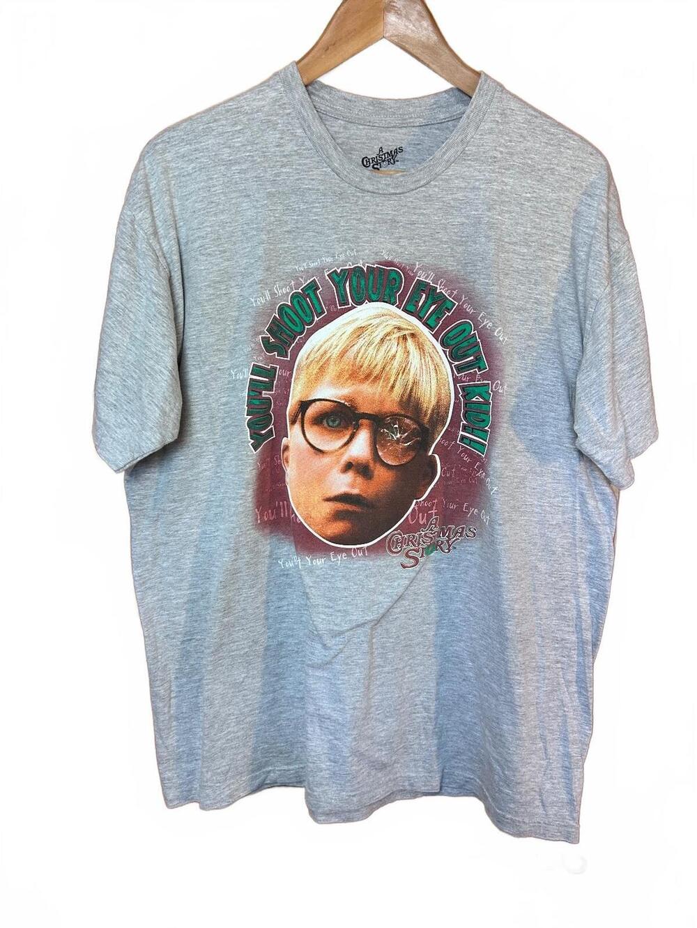 A Christmas Story XL Gray Graphic T-Shirt You'll Shoot Your Eye Out Kid!